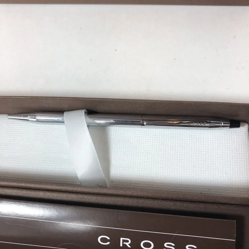 Cross Roller Ball Point Pen Style Stylo Bille Chrome Metallic Silver‎ E1